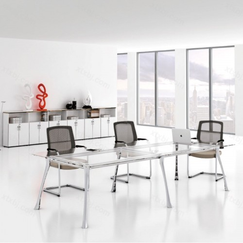 玻璃面会议桌简约现代长方形桌11