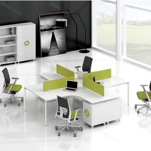 职员办公电脑桌弧形屏风办公桌17