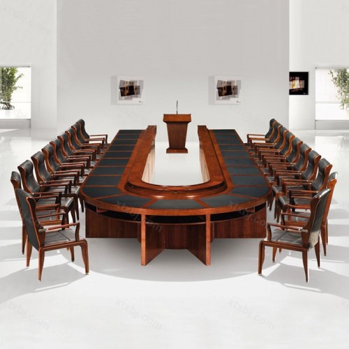 现代大型会议桌实木U型长条桌10