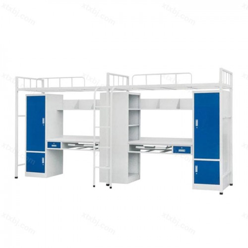 宿舍公寓床上下铺带书桌柜子组合床08