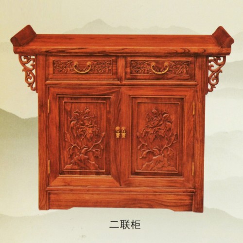 中式仿古贡桌榆木供二联柜桌