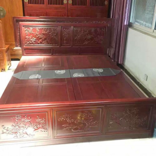 实木家具中式古典卧室雕花双人床06