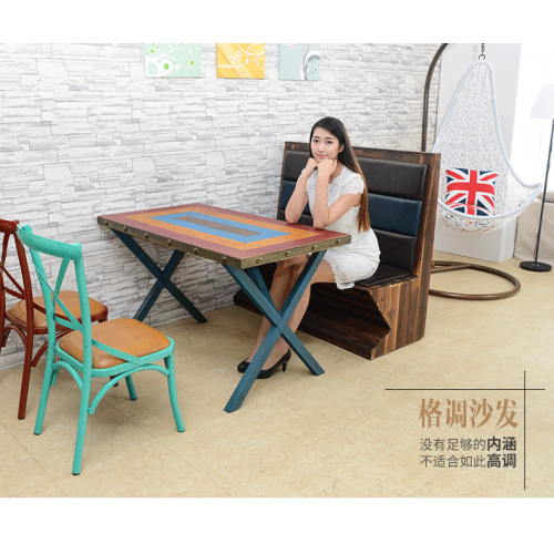工业风复古卡座沙发实木火锅店西餐厅咖啡厅酒吧卡座桌椅组合