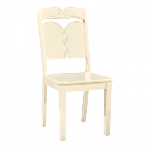 现代简约餐椅实木靠背椅  双线米白
