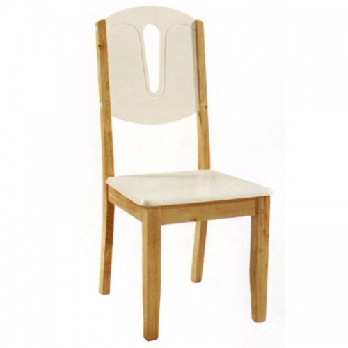 实木框架餐椅现代简约烤漆象牙白色靠背餐椅   叹号