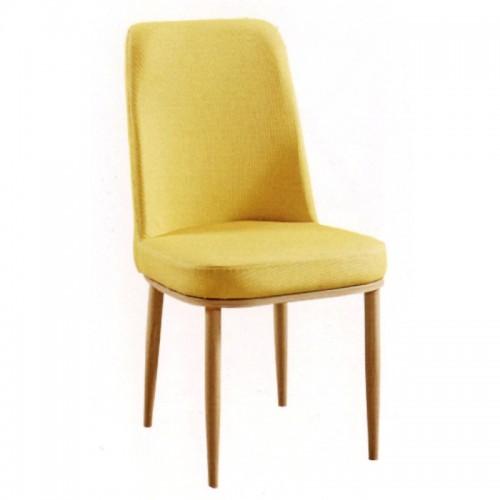 北欧时尚简约靠背椅布艺餐椅   黄色椅
