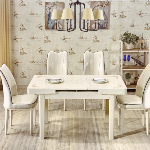 实木可伸缩折叠餐桌现代简约长方形餐桌椅组合    626
