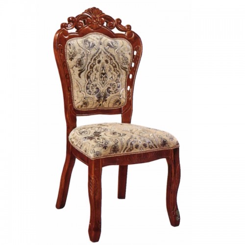 北欧实木餐椅雕花优质布艺软包餐椅   欧1