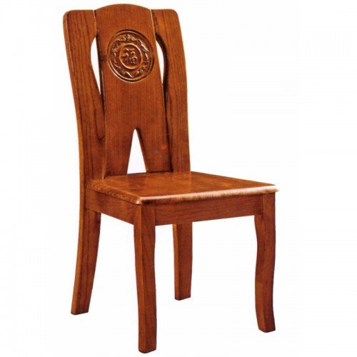 实木餐椅中式仿古雕花靠背家用餐厅餐椅   C-福