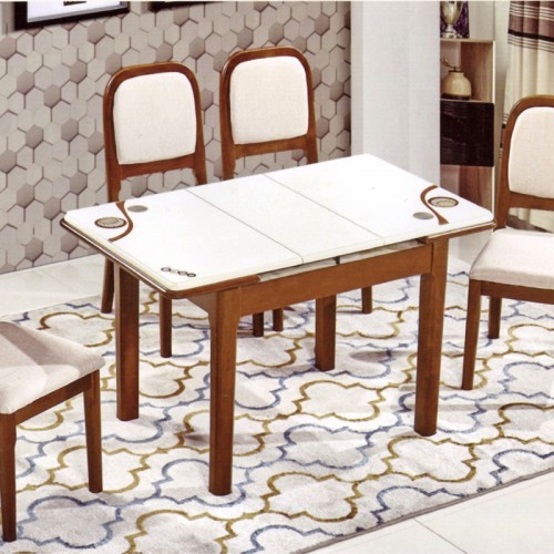 北欧现代餐桌软包餐椅组合多功能伸缩餐桌   301-2