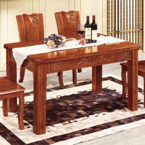 新中式古典实木雕花餐桌餐椅组合   吉祥