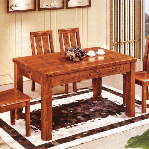 简约现代实木长方形雕花餐桌餐椅组合 C-链条