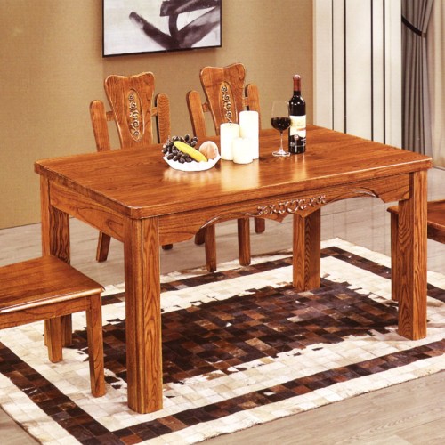 现代中式实木长方形餐桌创意靠背餐椅组合     093A