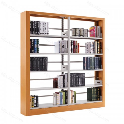 图书馆钢木结合单面多层书架      SJ-01