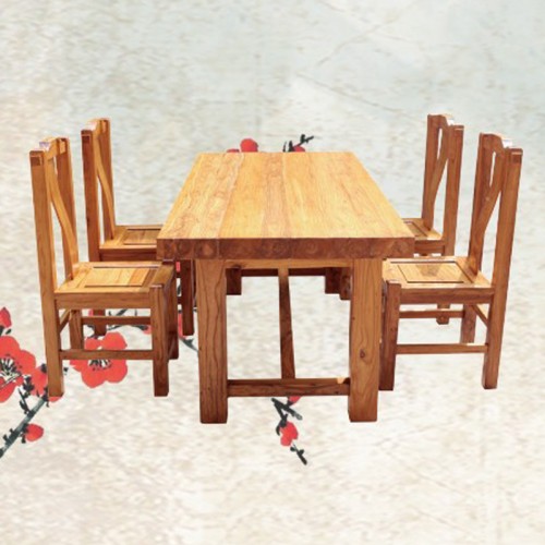 榆木风化纹餐桌餐椅组合  DK-118