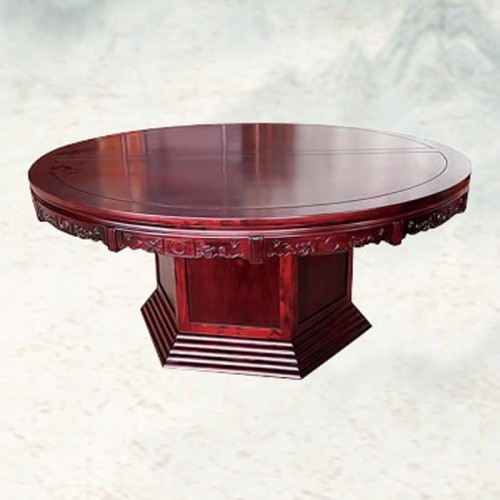 中式圆餐桌榆木仿古餐桌椅组合  DK-113
