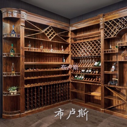 定制酒柜碳化木吧台红酒柜收银台厂家直销