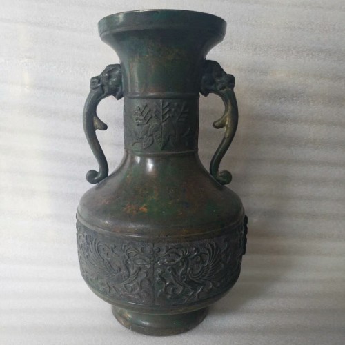 中式铜工艺品双龙花瓶26