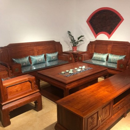 雅韵刺猬紫檀新中式沙发