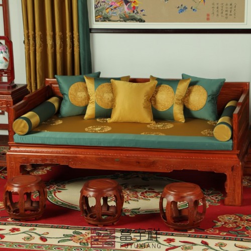 罗汉床垫刺绣扶手枕抱枕套装FYX-C016
