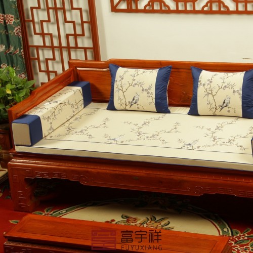 中式刺绣花鸟罗汉床垫组合FYX-C011