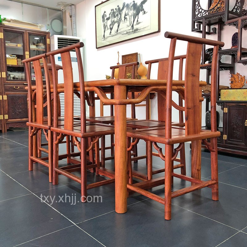 中式仿古红木餐桌椅组合