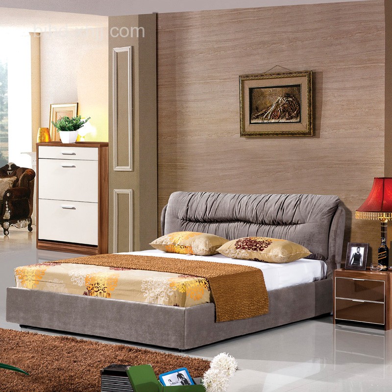 荔木套荷花白卧室双人床套房家具hx-1007a