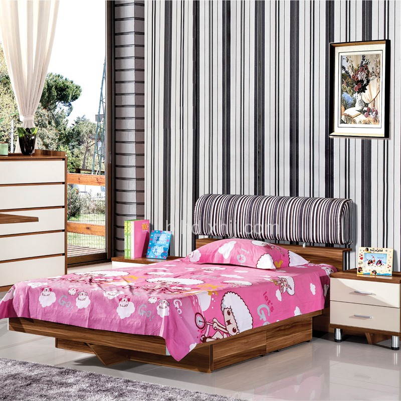 荔木套荷花白儿童床套房家具hxt-03c2