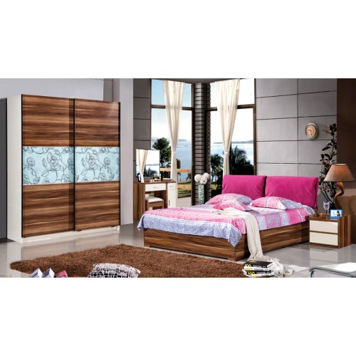 荔木套荷花白双人床套房家具hxt06a