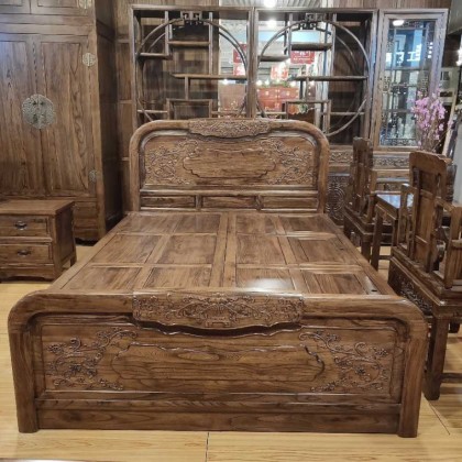 中式实木仿古卧室双人床