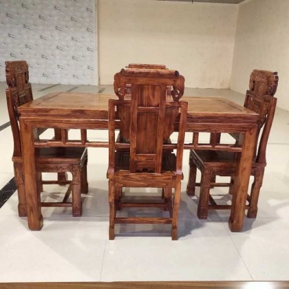 明日仿古中式实木餐桌餐椅
