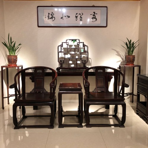 老挝大红酸枝皇宫椅圈椅18