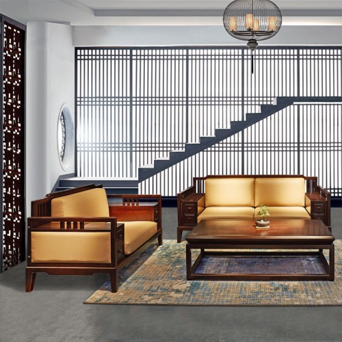 新中式沙发实木禅意样板房客厅沙发组合808