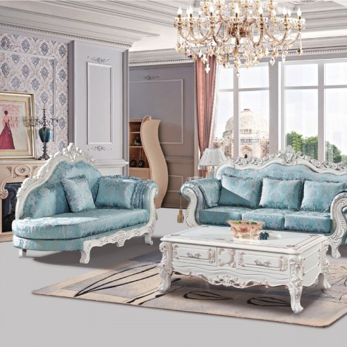 蓝色复古欧式客厅沙发组合820