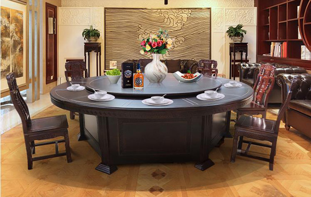 香河九星酒店家具厂带转盘餐桌都有多大的尺寸可选