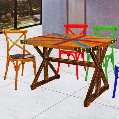 组合工业风长方形桌椅SL-042
