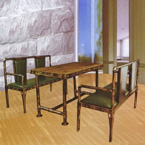 复古铁艺沙发卡座双人桌椅SL-073