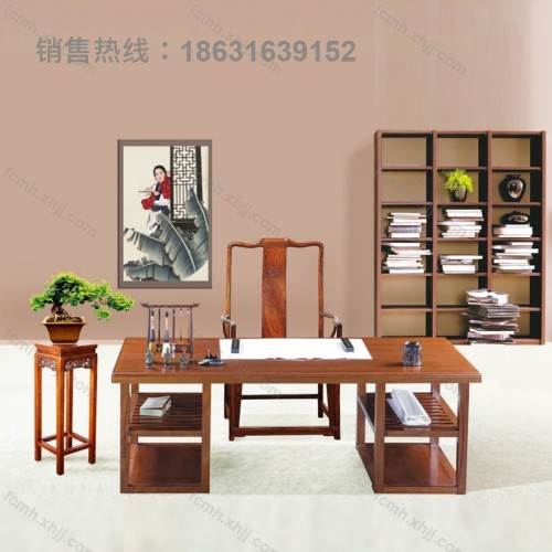 新中式书法桌禅意书画台05