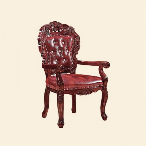 酒红色真皮扶手椅餐椅41