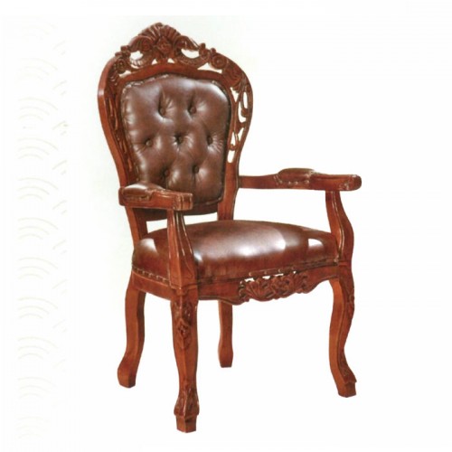 欧式棕红透雕 软包椅子 B-007