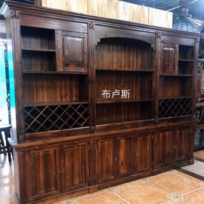 香河碳化木酒柜吧台茶柜全实木私人会所饭店酒吧定制图片价格