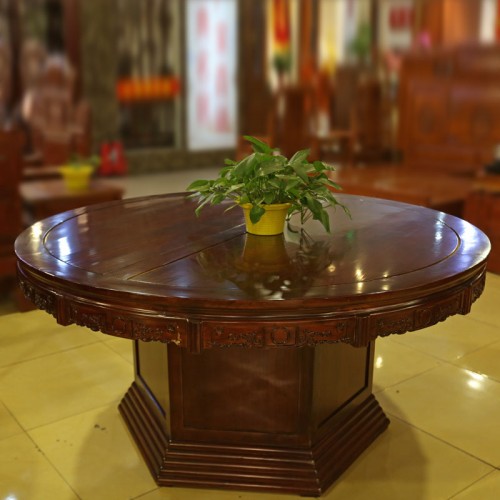 中式榆木圆桌餐桌02