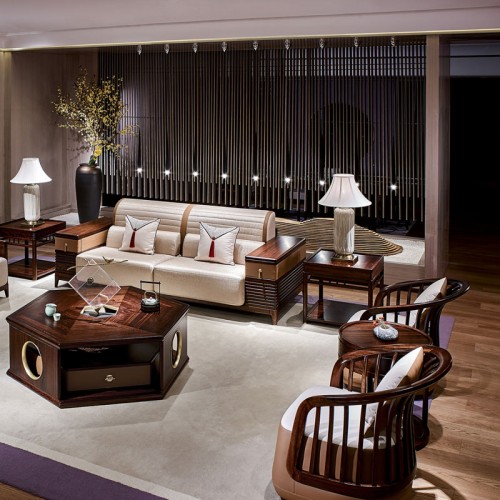 南洋迪克新中式实木沙发禅意客厅家具HT08011-2