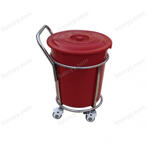Stainless Steel Trolley with Plastic Waste Barrel  C64