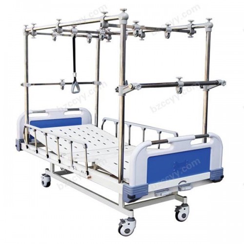 Wheeled Traction Bed with Steel-plastic Bed Head    A54