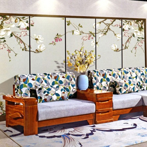 新中式实木沙发客厅布艺转角沙发43