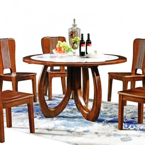 新中式全实木餐桌创意胡桃木圆餐桌 H-580