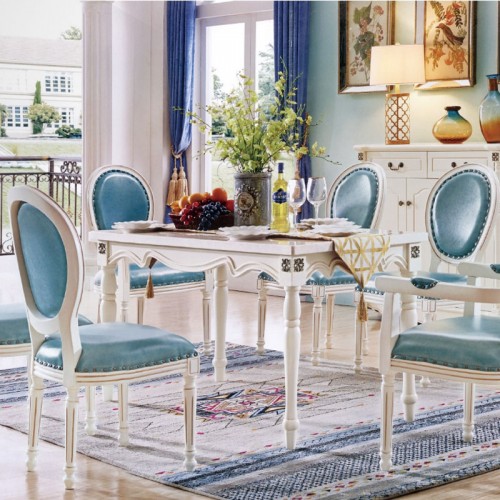 美式餐桌椅组合家具 长方形餐桌家用饭桌  小美餐-1