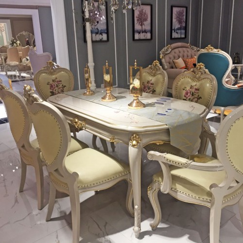 法式餐桌椅组合 新古典奢华餐厅饭桌颜色可定制04