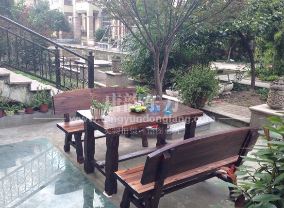 户外庭院桌椅花园阳台桌椅实木碳化防腐桌椅  TYCZ-036